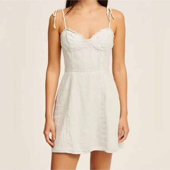 Aritzia Wilfred Organic Linen Mini Dress Light Blue Size 2 - Picture 1 of 9